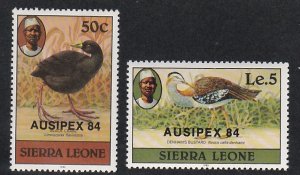 Lesotho # 637b-638b, Birds - Overprinted Ausipex  1982, Mint Hinged. 1/3 Cat.
