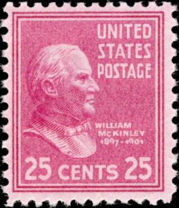 1938 25c William McKinley, 25th President Scott 829 Mint F/VF NH