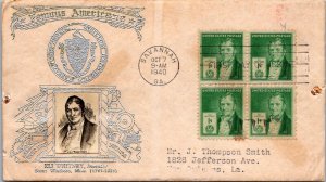 FDC 1940 SC #889 Crosby Cachet - Savannah, GA - Block Of 4 - J689