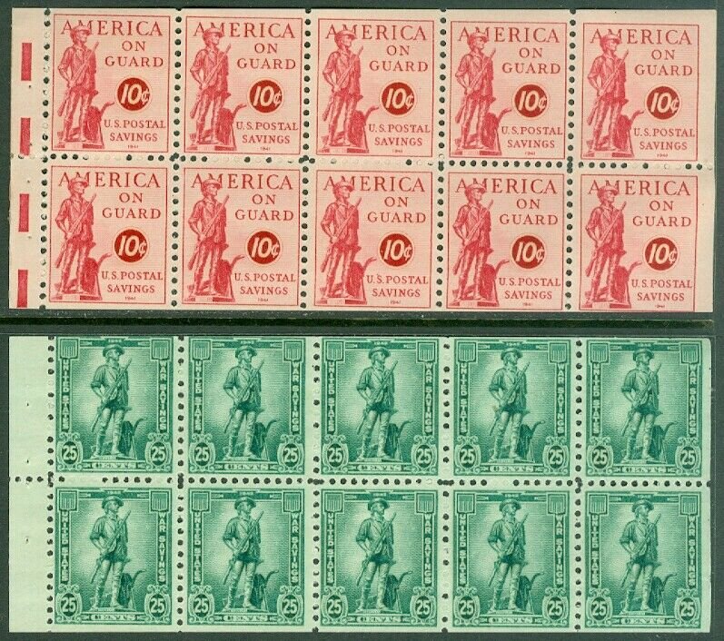 EDW1949SELL : USA 1941-42 Sc #PS11b, WS8b Booklet panes. VF, Mint OG LH Cat $100