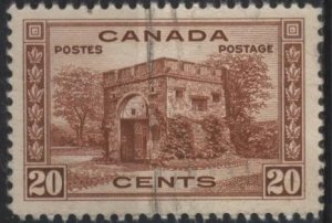 Canada 243 (used) 20c Fort Garry Gate, red brn (1938)