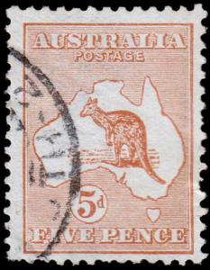 Australia Scott 7, Orange Brown (1913) Used F-VF, CV $50.00 M