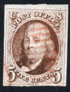 #1 Used 4 margins VF 3 Large Clears at bottom Invisible Pressed Crease (JH 3/26)