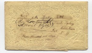 1850s South Kortright NY manuscript stampless embossed ladies' cover [h.4727]