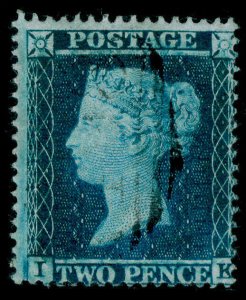 GB QV SG20a, 2d blue plate 5 SC16, FINE USED. Cat £350. IK