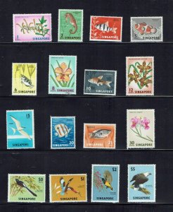 Singapore: 1962, Birds, Fish, Flowers definitive set, MLH