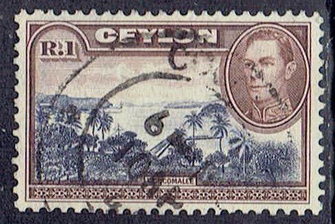 Ceylon, Scott #287; 1r King George VI, Used