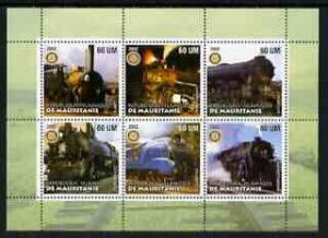 Mauritania 2002 Railway Locos #3 perf sheetlet containing...