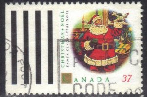 CANADA SC# 1455 USED 37c BOOKLET STAMP 1992 CHRISTMAS SEE SCAN