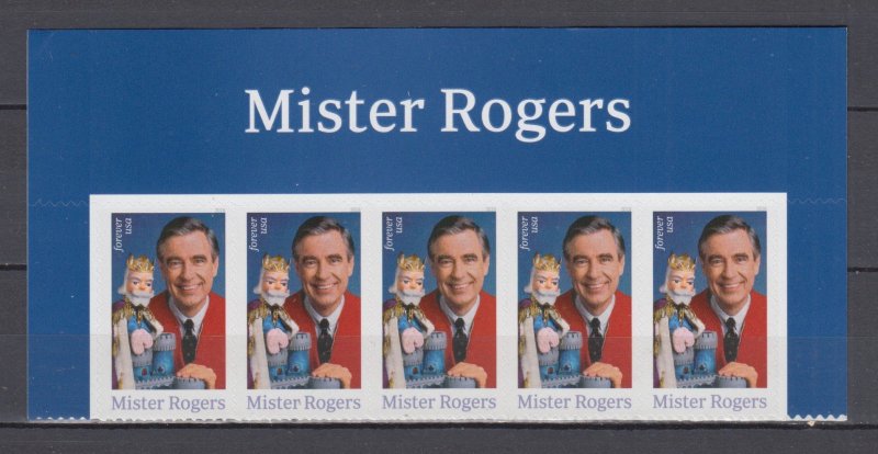 (J) USA Sc#5275 Mister Rogers Strip of 5   Forever Stamp MNH