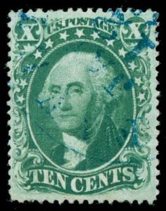 momen: US Stamps #33 Used Light Blue C.D.S. VF+