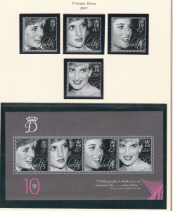 Gibraltar # 1072-1075, 1075a, Princess Diana, Mint NH, 1/2 Cat.