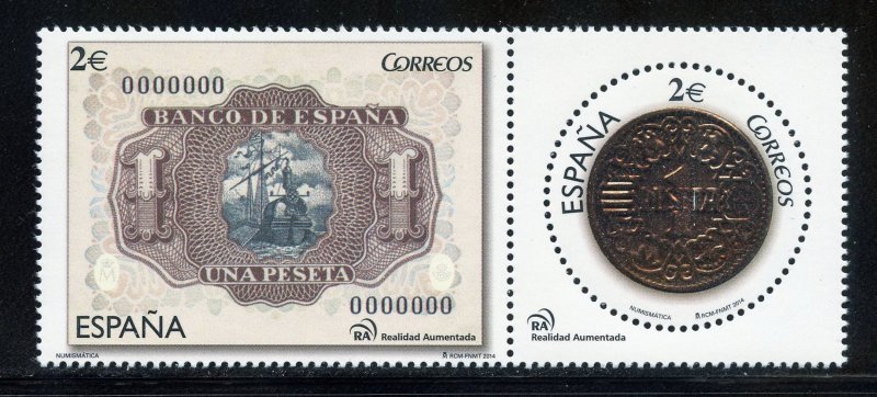 Spain 4006a-b MNH,  Peseta Currency Pair from 2014.