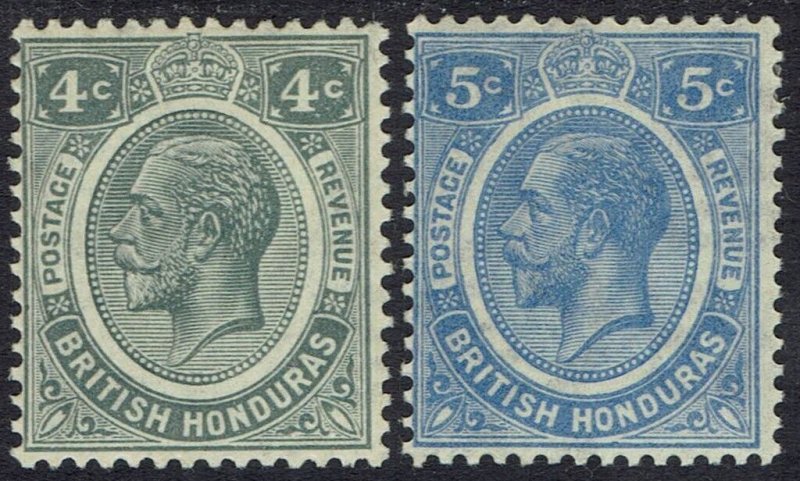 BRITISH HONDURAS 1922 KGV 4C AND 5C