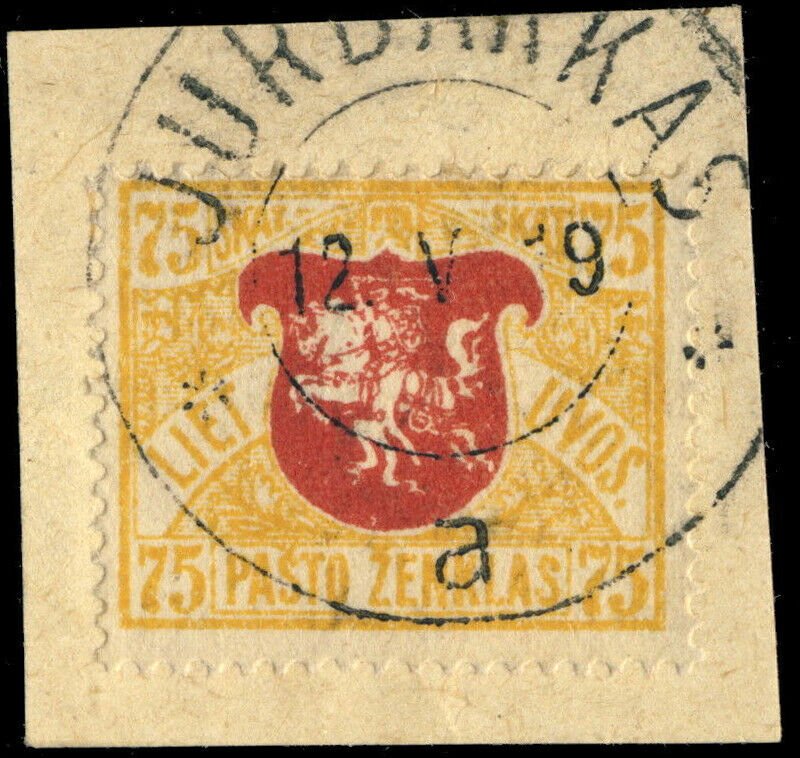 LITUANIE / LITHUANIA - 1919 - JURBARKAS  cds on Mi.46 on piece