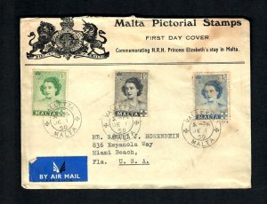 CO1e Malta-U.S.A. F.D.C. Reg. 1949 Prince of Whales Blk of 4, 1950 H.R.H. Eliz.