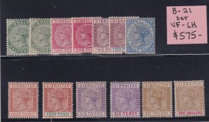 Gibraltar Scott # 8 - 21 VF OG lightly hinged nice color scv $ 875 ! see pic !