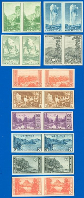 USA Scott #756-765 FARLEY National Parks Horiz. Pairs, Set/10 Unused, SCV $31 SK