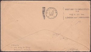 SINGAPORE 1930 scarce Br Industries Fair slogan on cover ex KL to USA......A2193