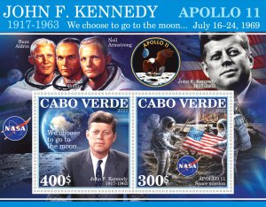 Stamps. Space,Astronauts  John Kenendy Cabo Verde 2022 year 1+1 sheets