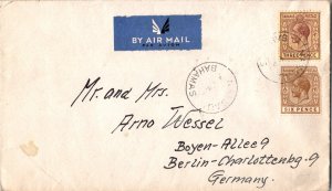 Bahamas 3d and 6d KGV c1935 Nassau, Bahamas Airmail to Berlin, Germany.  Brow...