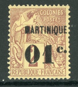 Martinique 1888 French Colony 1¢/2¢ First Issues Scott #9  Mint D786