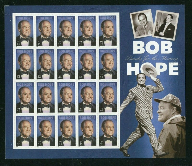 4406 Bob Hope Sheet of 20 44¢ Stamps MNH