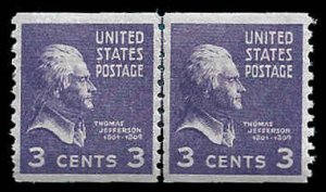 PCBstamps   US # 842 Line Pair 6c(2x3c)Thomas Jefferson, MNH, (8)