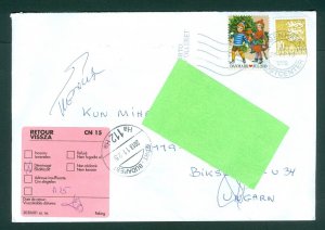 Denmark. 2013 Cover Christmas. 2 X Mas Seal + 10 Kr. Adr: Hungary, Returned.