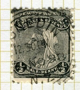 NEW ZEALAND; 1895-1900 classic QV Side Facer issue Perf 11. used Shade 1/2d.