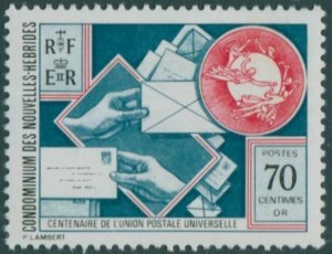 New Hebrides French 1974 SGF210a 70c UPU MNH