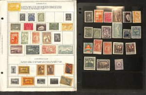 Armenia Azerbaijan Stamp Collection on 4 Minkus & Stock Pages, 1920 (BB)