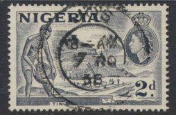 Nigeria  SG 72f SC# 83 Used  QEII 1953  Variety Type B Tin Mining  see scan