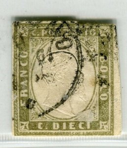 ITALY; SARDINIA 1855 early Scarce classic Shade issue fine used 10c. 