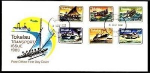 STAMP STATION PERTH Tokelau #91-96 Transport Issue Set FDC.