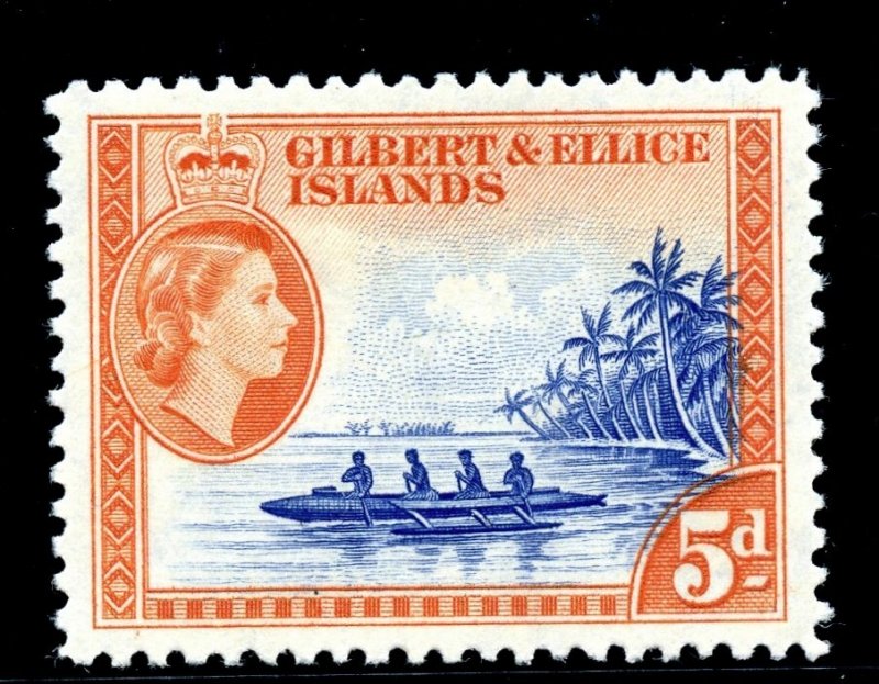 Gilbert & Ellice Is 1962 QEII 5d ultramarine & brown orange (DLR) MNH. SG 69a.