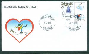 Denmark Cover. 2009. Dog,Skate.Post DK “Christmas Seal Walk # 33 Sc# 1448A. #06