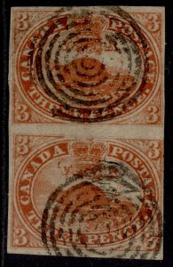 CANADA - Colony of Canada QV SG5, 3d red, FINE USED. Cat £500. PAIR