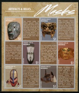 CLOSE-OUT SPECIAL MICRONESIA ARTIFACTS & RELICS MASKS SHEET MINT NH