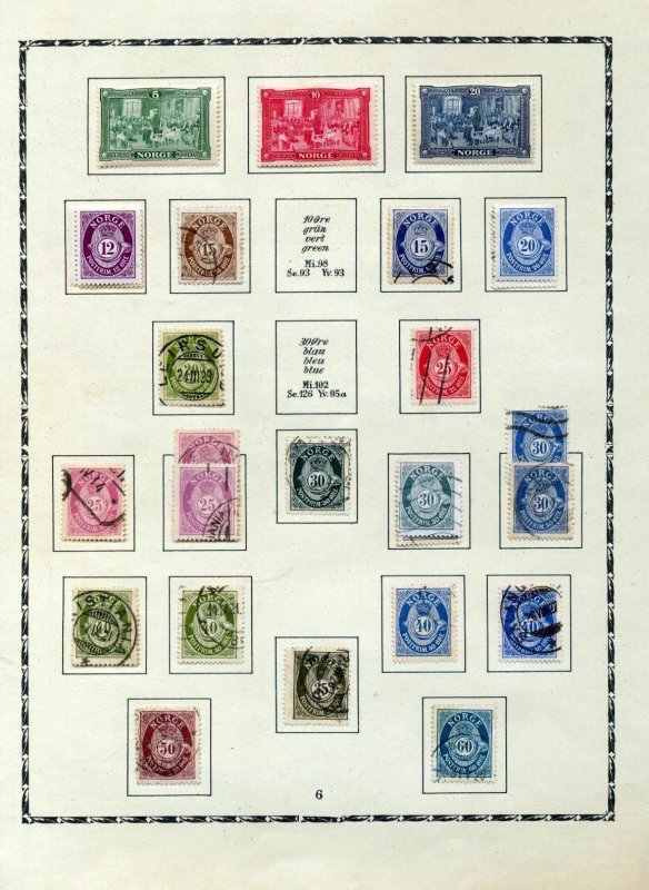NORWAY 1905/19 M&U on Pages Posthorns(Appx 40 Items) (H00242