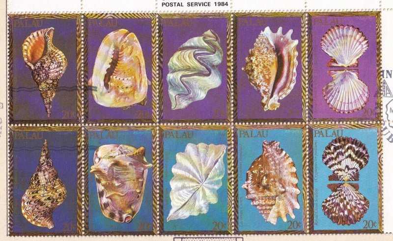 1984 PALAU SEASHELLS INTERPEX '84 Souvenir Card signed Deborah Dudley Max artist