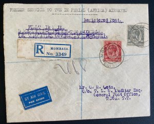 1931 Mombasa Kenya First Feeder Flight Airmail Cover To Tanga Tanganyika