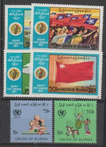 Burma SC 221-226 Mint Never Hinged