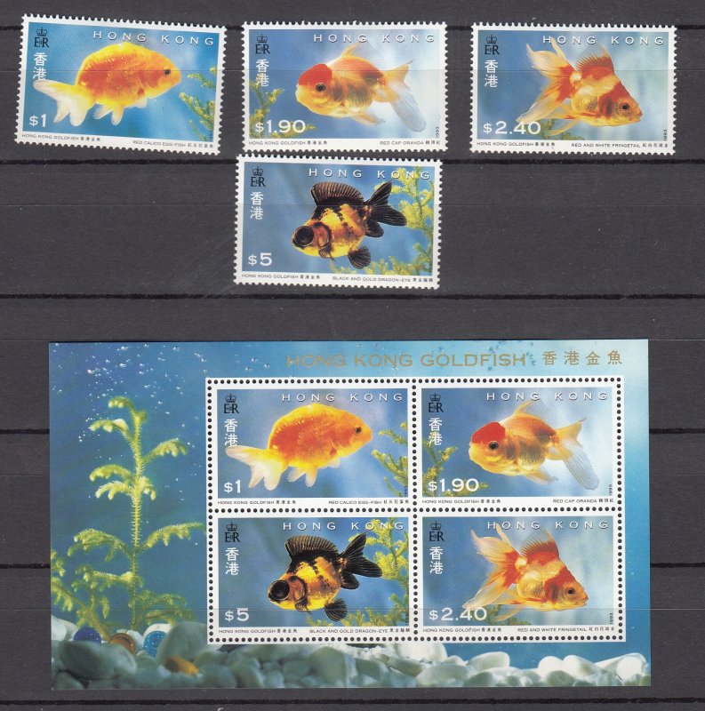 Z3902 1993 hong kong set mh + s/s #884-7a gold fish