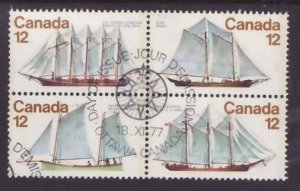 Canada-Sc#744-7- id5-used 12c Sailing vessels block-Ships-1977-