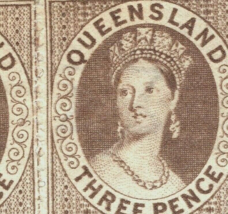 Australia States QUEENSLAND Chalon SG.67a 3d RE-ENTRY Pair Mint MM RARE PIBLUE1