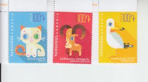 2016  Armenia Children's Philately Animals (3)  (Scott 1089-91) MNH