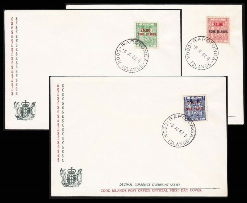 COOK ISLANDS :1967 Decimal set 1c/1d - $10/£5 on cover/ FDC ONLY 876 $10 PRINTED