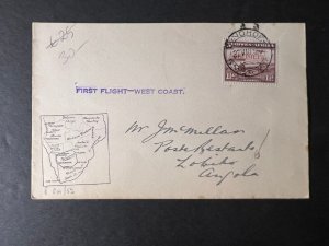 1939 German Southwest Africa Airmail First Flight Cover FFC to Lobito Angola