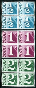 GREAT BRITAIN SC#J79/103 BLOCKS OF FOUR MINT NEVER HINGED--SCOTT VALUE $190.00